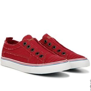 Blowfish Malibu Play Jester Red slip on Sneaker canvas shoe 9 laceless cotton